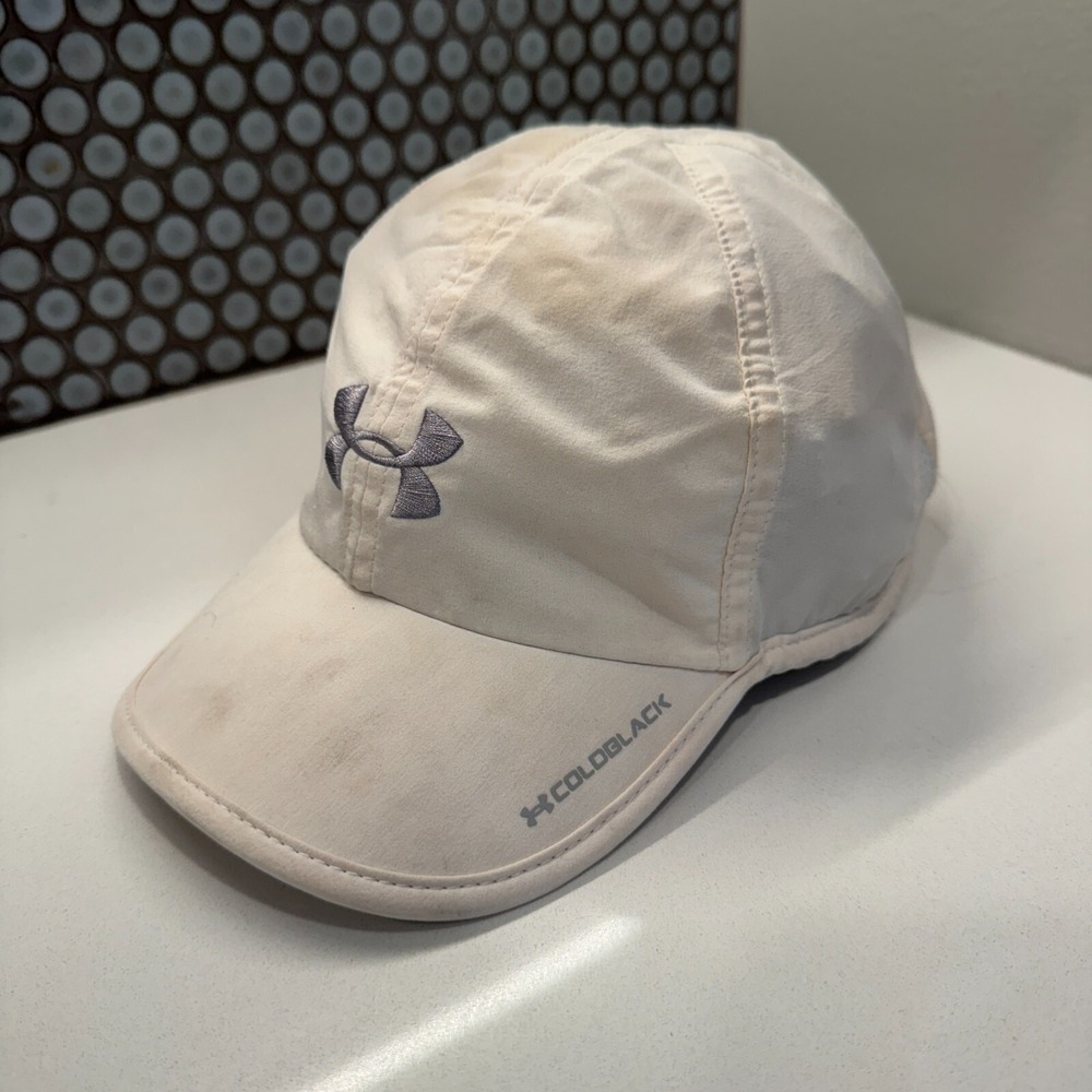 Under Armour Hat Cap White Womens Coldblack Strapback Stretch Lightweight OSFM